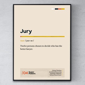 Jury Definition Poster, Tribunal Coworker Wall Art, Panel Graduation Print, Funny Modern Office Gift