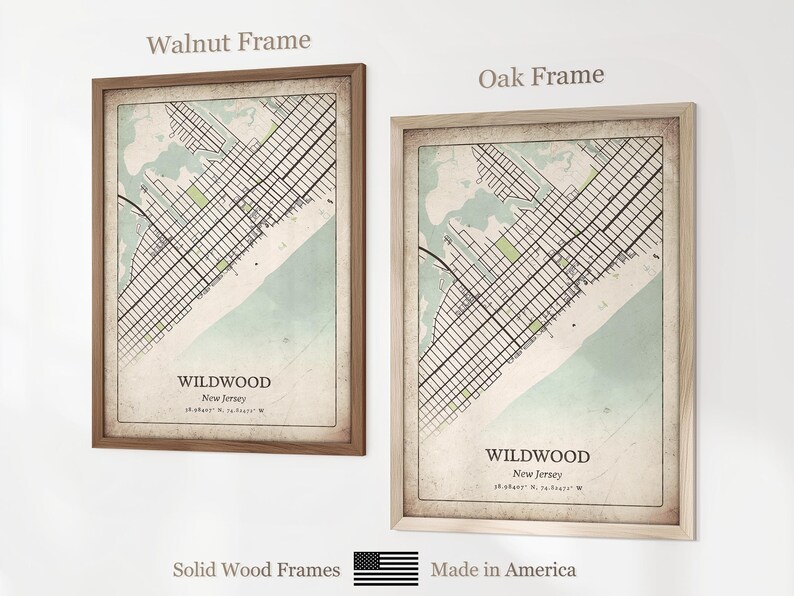 Vintage Wildwood Map Print, Classic Retro Wall Art, Wildwood City Poster, Beach House Decor, New Jersey United States Art image 7