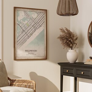 Vintage Wildwood Map Print, Classic Retro Wall Art, Wildwood City Poster, Beach House Decor, New Jersey United States Art image 3