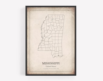 MISSISSIPPI STATE MAP CLASSIC DESIGN SQUARE SHOT GLASS SHOTGLASS