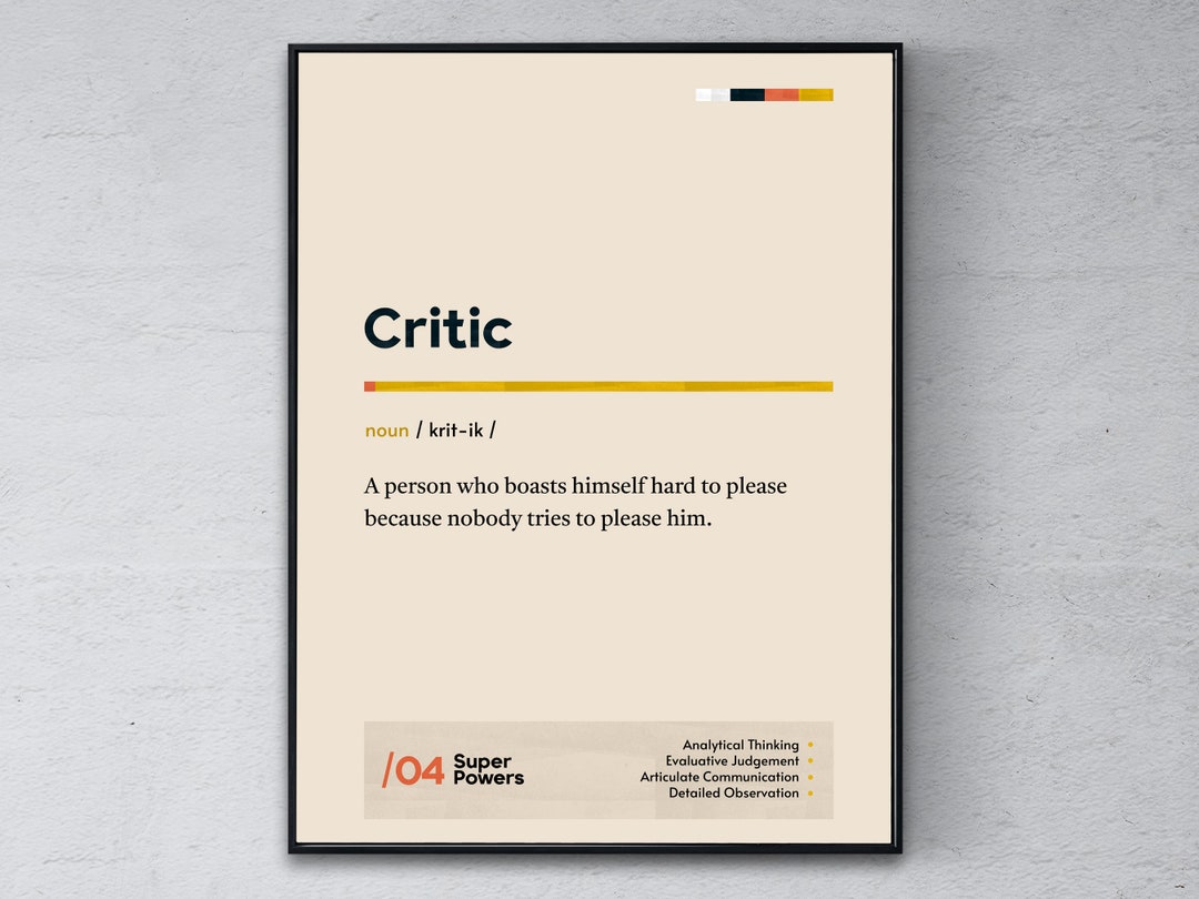 Critic Def Critic Definition Poster, Adversary Graduation Print, Funny Modern ...