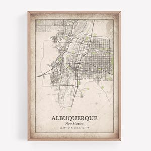 Vintage Albuquerque Map Print, Rustic Antique Wall Art, Albuquerque City Poster, High Desert Home Decor, New Mexico United States Art