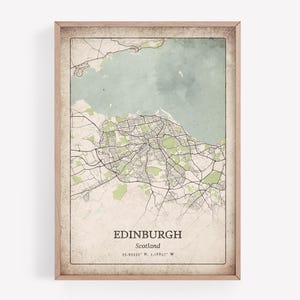 Classic Edinburgh Map Print, Distressed Retro Wall Art, Edinburgh City Poster, Urban Metropolitan Apartment Decor, Scotland Art