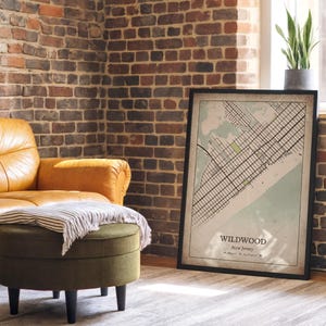 Vintage Wildwood Map Print, Classic Retro Wall Art, Wildwood City Poster, Beach House Decor, New Jersey United States Art image 4
