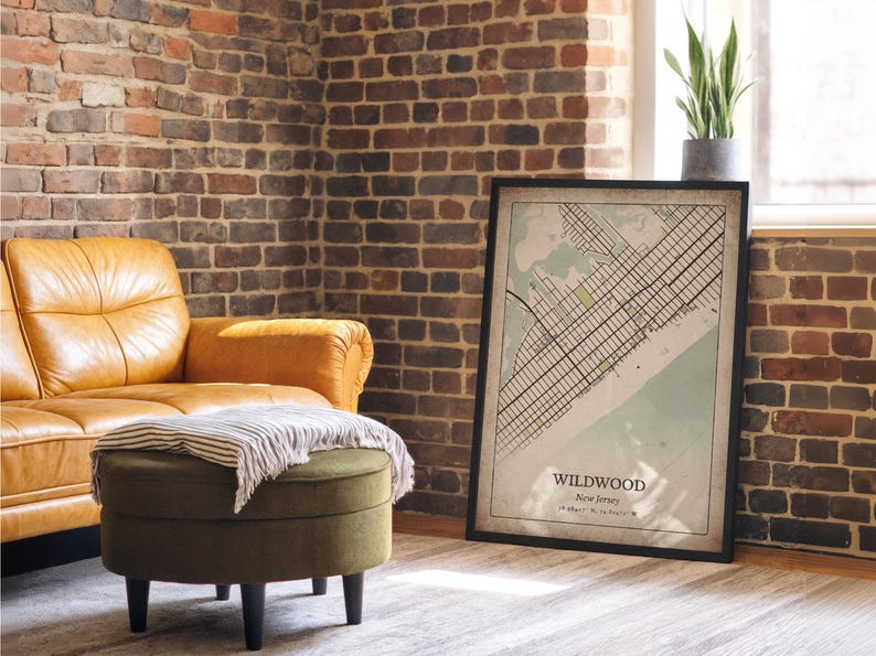 Vintage Wildwood Map Print, Classic Retro Wall Art, Wildwood City Poster, Beach House Decor, New Jersey United States Art image 4