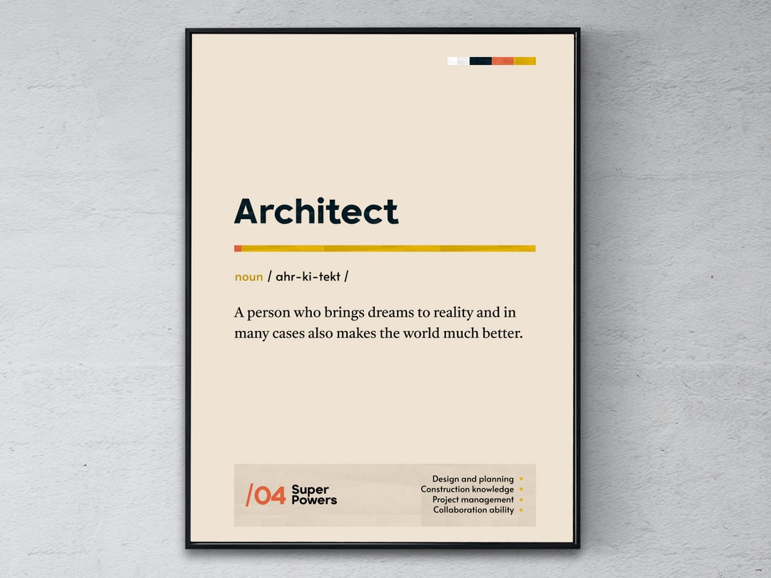 Architect Definition Poster, Designer Graduation Print, Funny Modern ...