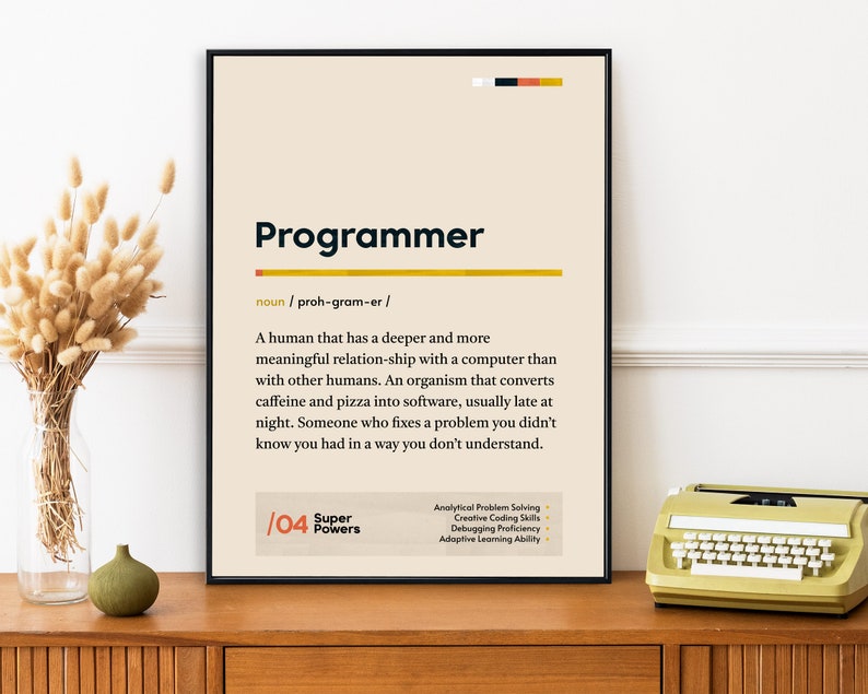 Cartaz de definição de programador, impressão de graduação de codificador, arte de parede de colega de trabalho de analista de programador, presente de escritório moderno engraçado imagem 2