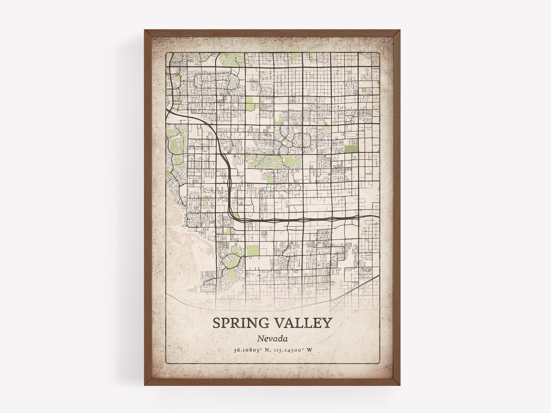Classic Spring Valley Map Print, Vintage Retro Wall Art, Spring Valley ...