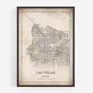 Vintage Las Vegas Map Print, Classic Distressed Wall Art, Las Vegas City Poster, Desert Retreat Decor, Nevada United States Art