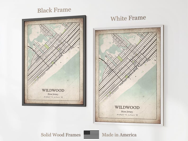 Vintage Wildwood Map Print, Classic Retro Wall Art, Wildwood City Poster, Beach House Decor, New Jersey United States Art image 8