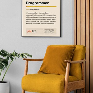 Cartaz de definição de programador, impressão de graduação de codificador, arte de parede de colega de trabalho de analista de programador, presente de escritório moderno engraçado imagem 3