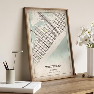 Vintage Wildwood Map Print, Classic Retro Wall Art, Wildwood City Poster, Beach House Decor, New Jersey United States Art image 5