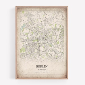 Vintage Berlin Map Print, Classic Grunge Wall Art, Berlin City Poster, Urban Metropolitan Apartment Decor, Germany Art