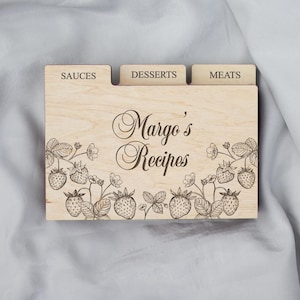 Divisores para cajas de recetas de 3 x 5, 4 x 6, 5 x 7 - Etiquetas de madera para recetas - Insertos personalizados para cajas de recetas - Divisores de fichas - Regalo para el Día de la Madre para mamá