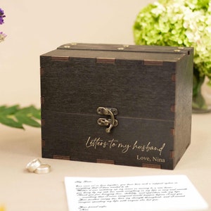 Personalized Letter Box Letters to My Husband or Wife on Wedding Day 5th Anniversary Gift Wooden Box Romantic Engagement Gift for Him or Her Box+Cards