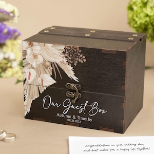 Boho-bruiloft-gastenboek Alternatief Gepersonaliseerde bruiloft-gastenboek Houten aandenkendoos Uniek gastenboek voor bruiloft Houten advies geheugenbox