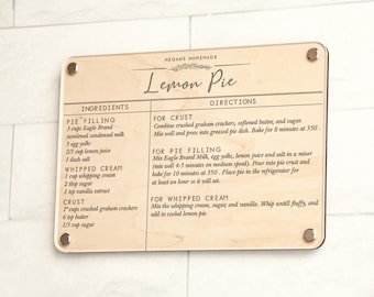 Engraved Handwritten Recipe on Wood: Custom Kitchen Decor, Sentimental Gift