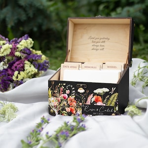 Alternatieven bruiloftsgastenboek voor rustieke of boho-bruiloften, gepersonaliseerde trouwkaartdoos, aangepaste bloemendoos voor foto's en kaarten