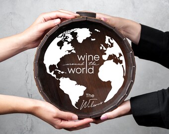Wine cork display shadow box: Housewarming gifts for new homeowners, Сontemporary home wall decor world map art, Wooden wine cork holder