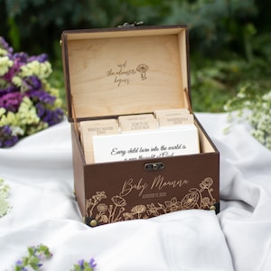 Baby Gästebuch Floral Baby Shower Gästebuch Alternative Baby Wünsche Erinnerungsbox mit Schloss Personalisierte Baby Shower Card Box Baby Wunschbox