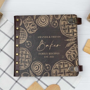 Custom Recipe Book Binder Personalized Family Heirloom Christmas Gift Blank Wooden Cookbook Gift for Mother, Daughter, Grandma, Wife or Her