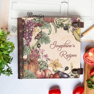 Personalized Cookbook with Recipe Pages Family Recipe Binder Custom Recipe Notebook Wooden Recipe Journal Kitchen Gift for Daughter from Mom