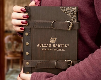 Personalized Book Review Journal, Wooden Reading Journal, Custom Reading Tracker, Reading Log with Reading Pages Bookish Gift for Book Lover