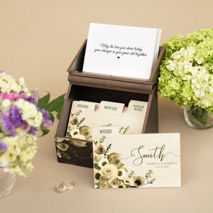 Alternativa para livro de visitas de casamento verde-sálvia, livro de visitas personalizado para casamento, caixa de conselhos de casamento personalizada com cadeado, livro de visitas rústico floral