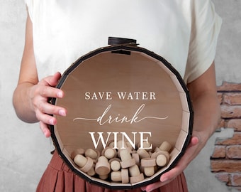 Wooden Wine Cork Shadow Box Wall Mount: Barrel Wine Cork Holder for Wine Lover Gift Idea