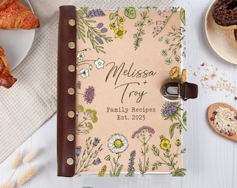 Personalized Cook Book Acrylic Recipe Journal Blank Recipe Book Family Heirloom Cooking Gifts Wildflowers Recipe Binder Bridal Shower Gift
