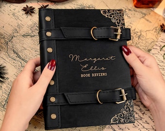 Wooden reading journal for her, Custom book review journal, Hardcover reading log journal, Book lover gift, Bookish gifts for best friend