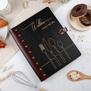 Personalized Recipe Book Family Recipe Binder Custom Recipe Journal Blank Cook Book Bridal Shower Wedding Anniversary Housewarming Gift Idea