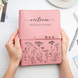Wildflowers-huwelijksplanner voor bruid met bruiloftchecklist, budgettracker, gastenlijsttracker, tabel met zitplaatsen, bruiloftplanningsdagboek