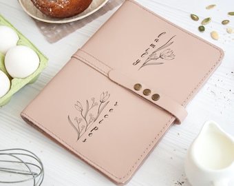 Blank leather recipe book A5, Bridal shower gift for daughter, Custom cooking journal, Leather wedding anniversary gift, Family cook book