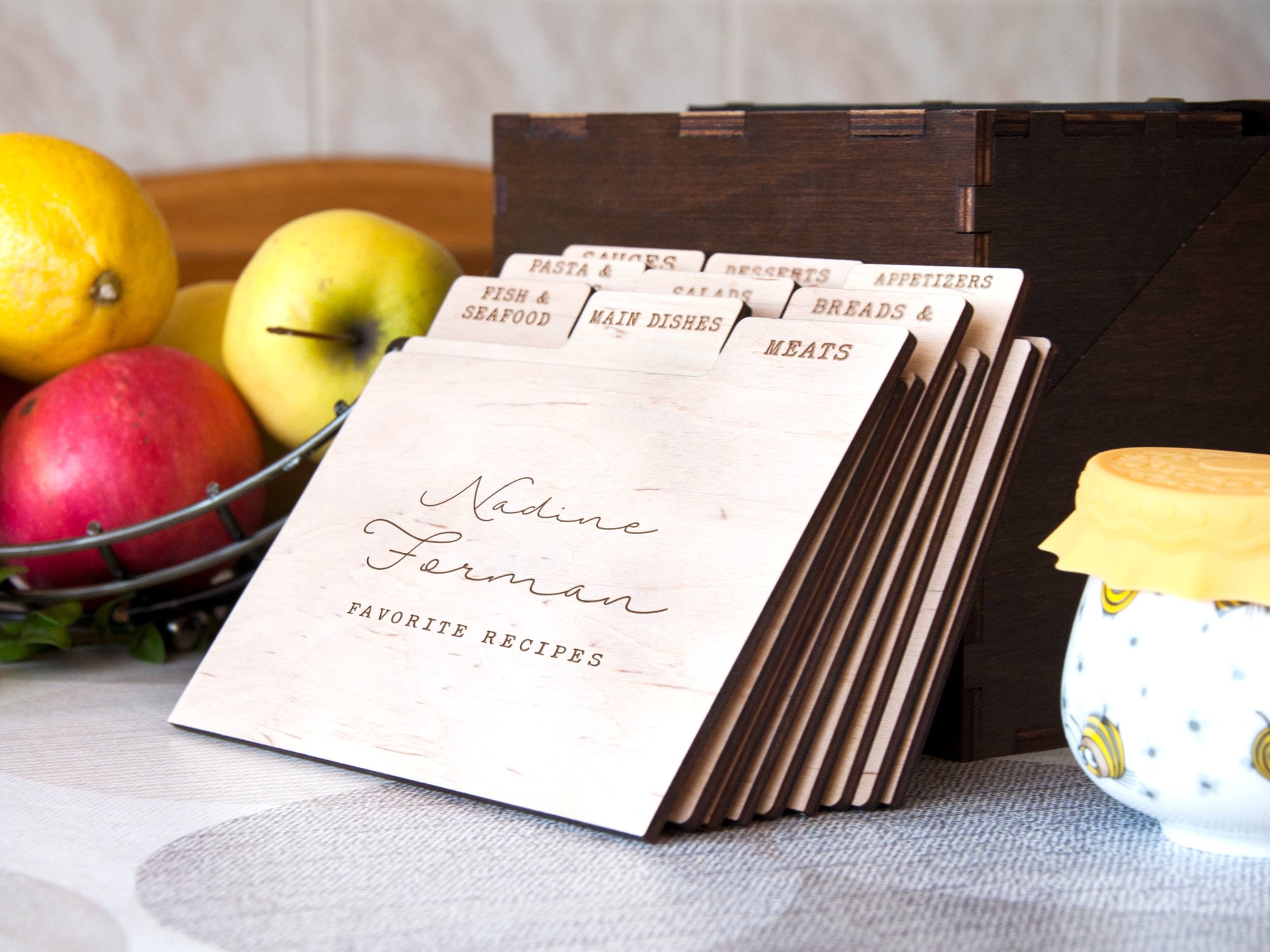 LGU(TM) Custom Made Wood Recipe Card Dividers with Tab, Designed for LGU  Recipe Wood Box