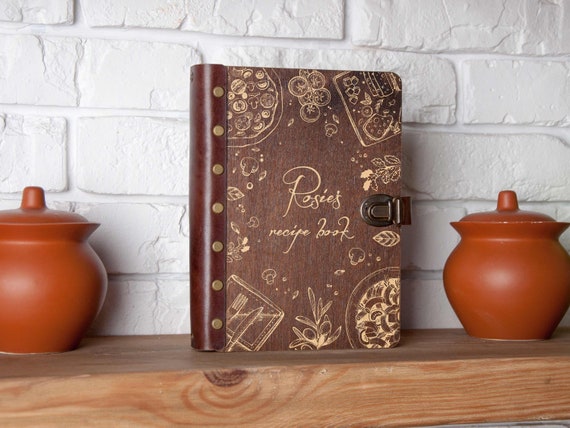 Wooden Recipe Book Cover, Custom Recipe Journal, Birthday Gift For