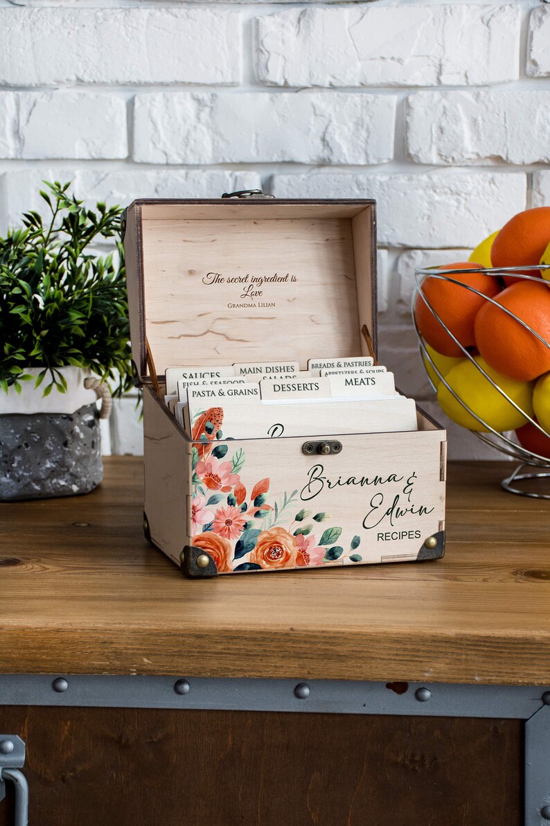 Recipe Box Personalized Recipe Box 4x6 or 5x7 Recipe Box Etsy