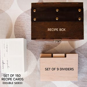 Personalized Recipe Box with Wooden Dividers Gift for Mom Floral Recipe Box Gift for Grandmother Engraved Recipe Card Box Wood Kitchen Decor Box+Cards