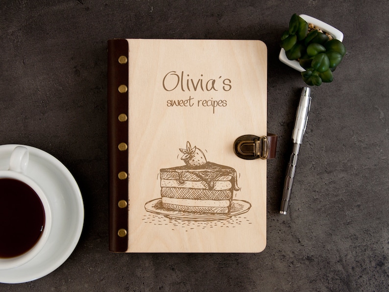 Personalized Cooking Gifts Custom Recipe Book Chef Gift Cooking Journal Wood Cookbook Christmas Gift for Bakers Unique Recipe Journal image 6