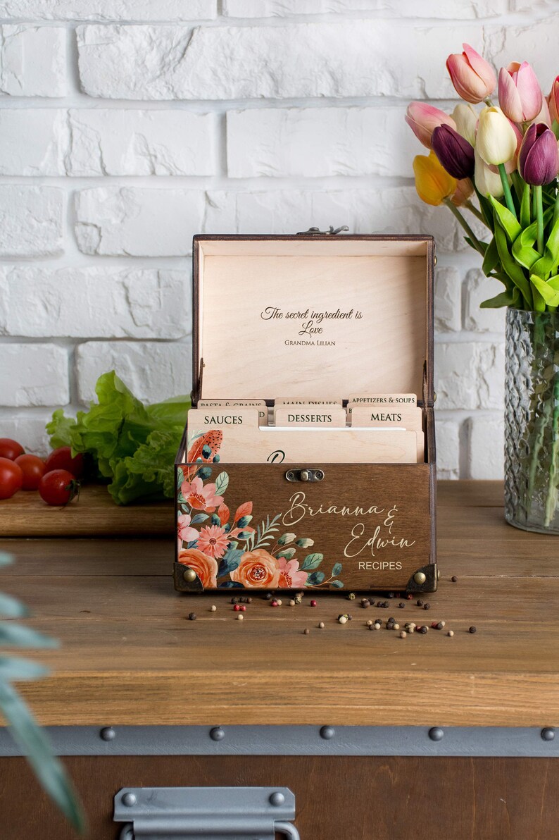 Recipe Box Personalized Recipe Box 4x6 or 5x7 Recipe Box Etsy