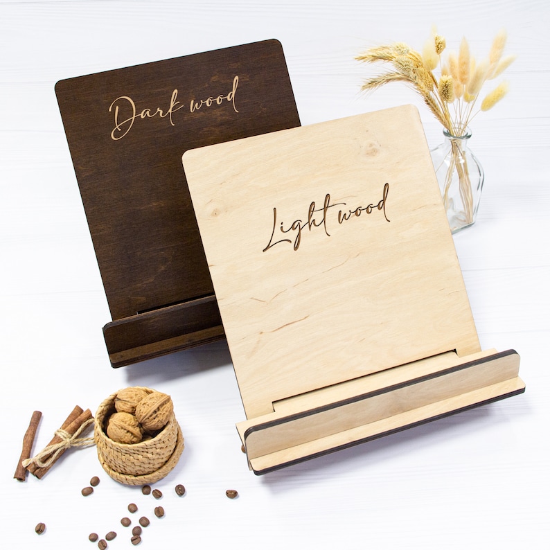 Engraved Wooden Cookbook Stand: Personalized Kitchen Conversion Chart image 5