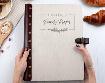 Family Recipe Book Binder Personalized Bridal Shower Gift for Daughter in Law Wooden Cookbook Binder Anniversary Gift for Wife Baking Gifts