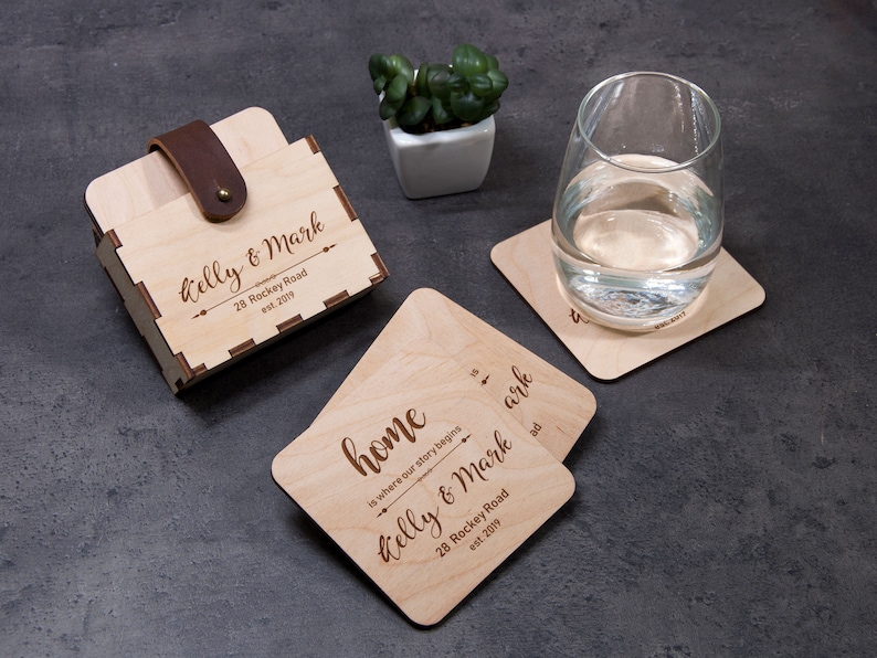 Personalized Coaster Set of 6 Our Story Begins Home Decor Unique Wedding Gift First Home Gift Drink Coaster New Home Gift Customized Coaster