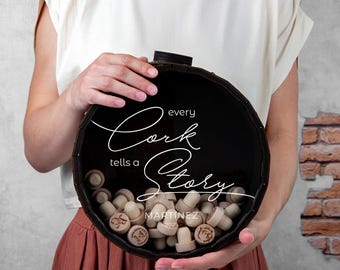 Personalized Wine Cork Shadow Box, Wooden Cork Holder Display, Barrel Wine Cork Keeper: Wedding, Anniversary, Housewarming, Christmas Gift