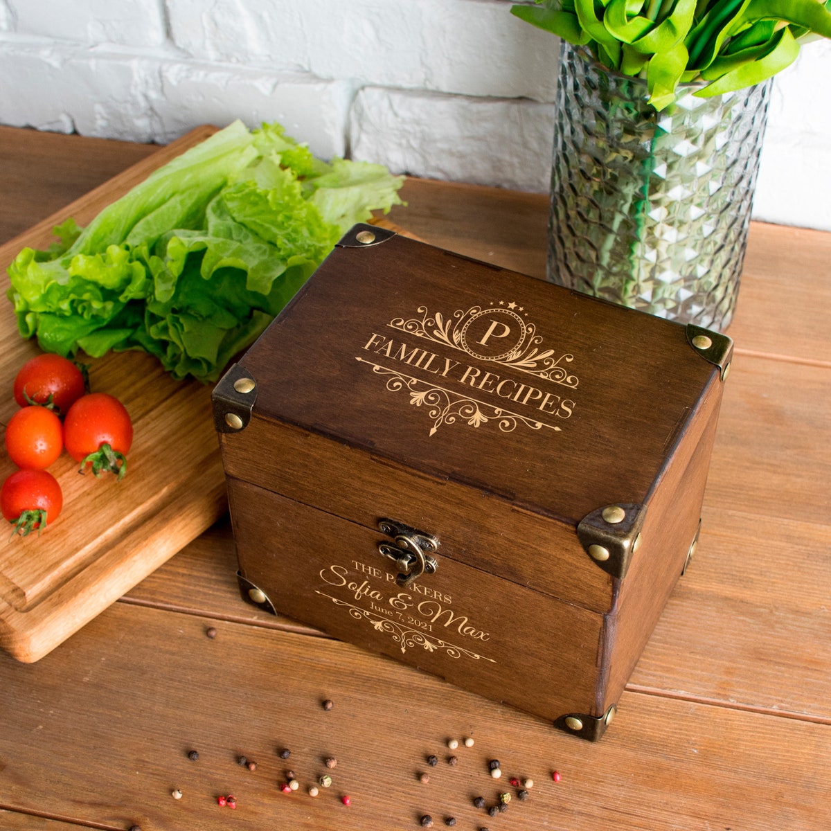 Personalized Wedding Recipe Box Bridal Shower Gift for Couple Wooden Recipe Card Box With 9 Dividers and Recipe Cards Housewarming Gift Idea - Etsy