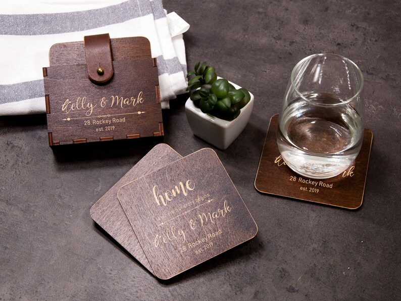 Personalized Coaster Set of 6 Our Story Begins Home Decor Unique Wedding Gift First Home Gift Drink Coaster New Home Gift Customized Coaster
