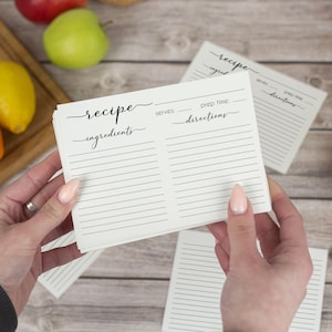 Cartes de recettes 3x5, 4x6, 5x7 | Lot de 50, 100, 150, 200 | Carte de recette recto-verso | Cartes de recettes vierges | Cadeau pour la douche nuptiale, le jour du mariage