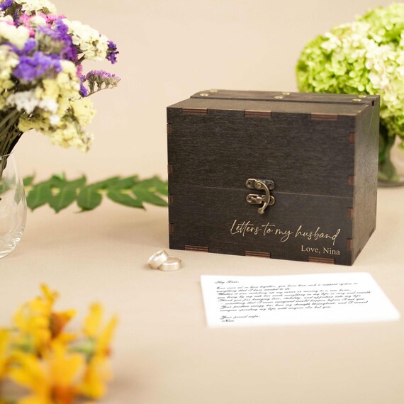 Personalized Letter Box Letters to My Husband or Wife on Wedding Day 5th Anniversary Gift Wooden Box Romantic Engagement Gift for Him or Her