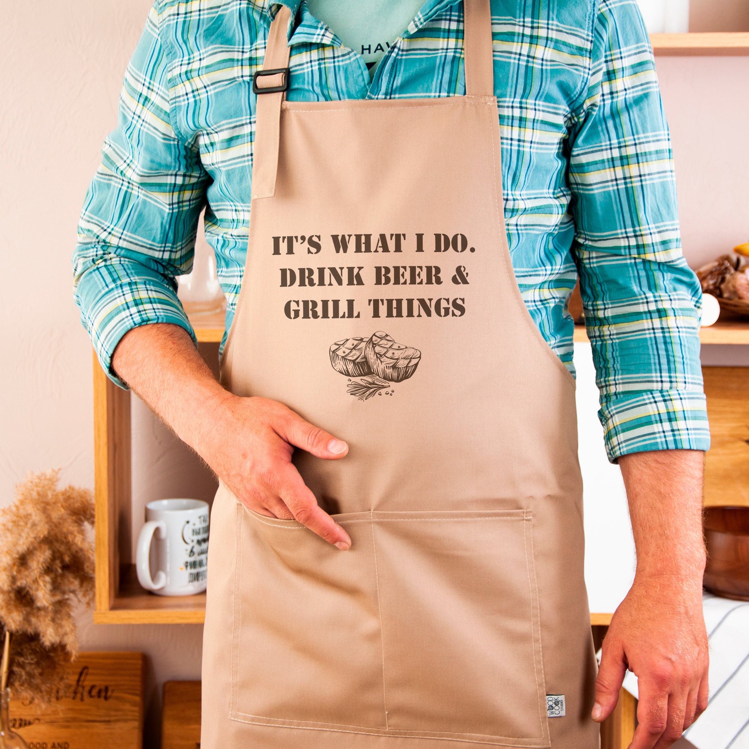 Funny Aprons for Men,Kitchen,Chef,Cooking,BBQ,Boyfriend Gifts,Gifts for Men  - Birthday,Gifts for Husband,Wife,Mom,Brother