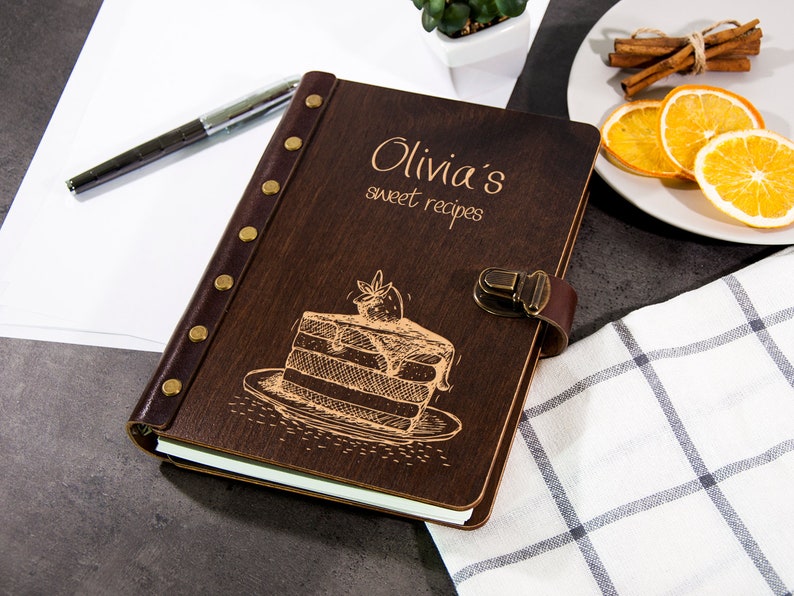 Personalized Cooking Gifts Custom Recipe Book Chef Gift Cooking Journal Wood Cookbook Christmas Gift for Bakers Unique Recipe Journal image 7